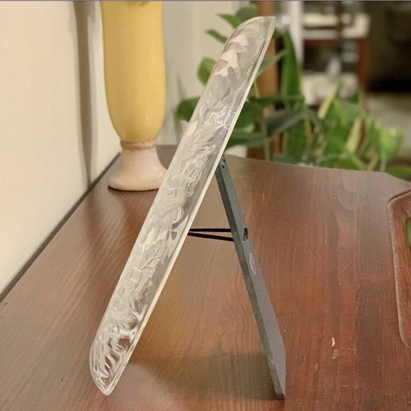 Vintage Crystal Frosted Flower Photo Frame Chrysanthemum Oval Fits 5x7 1980s - Picture 5 of 12